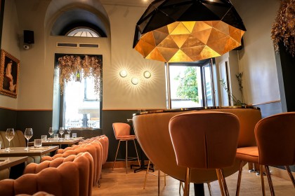 Adamlamp sun chandelier 140 Gold High Gloss Black large dome fixtures sophisto champagne bar budapest