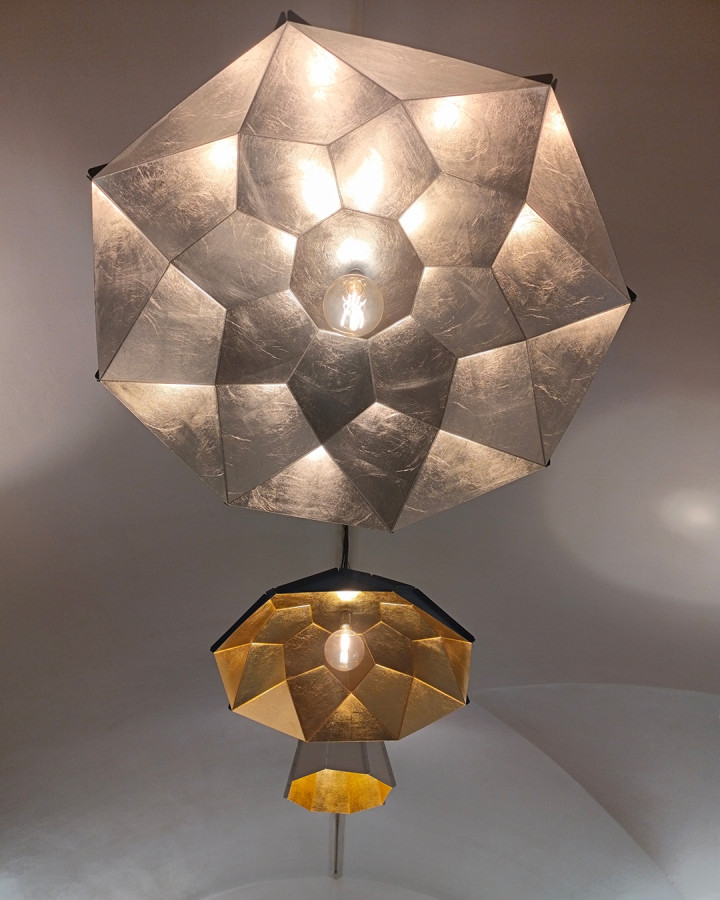 Lighting as sculptural object in contemporary exhibition