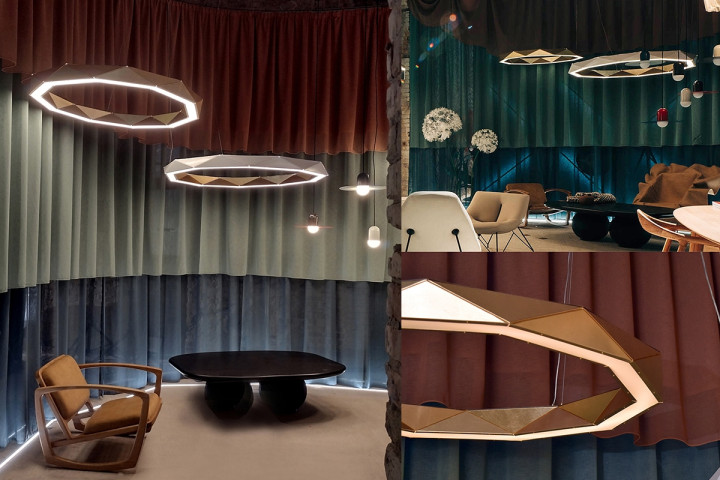 Enhance your home or business with the Sun Chandelier Ring Light. Its unique geometric structure and radiant light create an inviting atmosphere in any environment.