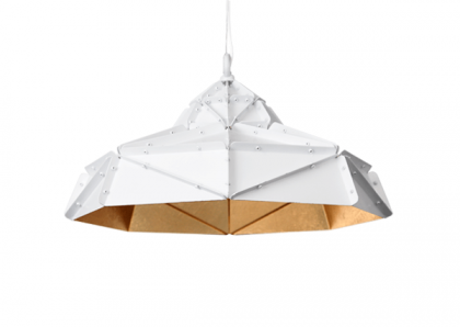 Octagon Wide Gold Faceted Suspended Light