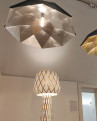 Exhibition view of geometric lighting objects by ADAMLAMP