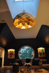 Adamlamp Sun Chandelier 100 Gold White Private home Game Room Interior Concorde MA US
