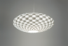 C 2 Pendant light, white opal interior pendant, lights on,  