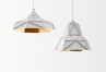 Octagon Gold Faceted suspended Lights, stainless steel, gilding, white powder-coated outside