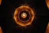Octagon Gold Wide Faceted Suspended Light, gold inside, gilding gold metal leaf, 