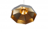 Octagon Wide Gold Faceted Suspended Light, Gold White RAL9016, 