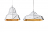 Octagon Gold Faceted suspended Lights, stainless steel, gilding, white powder-coated outside
