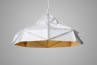 Octagon Wide Gold Faceted Suspended Light, Gold White 