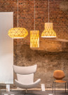 Wood Veneer Light Open 55 Lámpara colgante moderna de arce, resistente a UV, vetas naturales