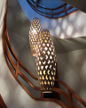 Bamboo Light Hexagonal Cigar 105, lámpara colgante de bambú con patrón geométrico moderno