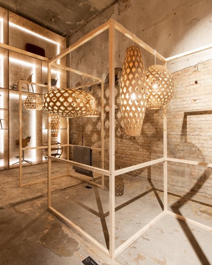 Adamlamp bamboo light hexagonal lamp fixtures 360 design budapest exhibition