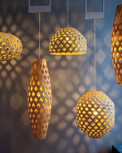 Adamlamp Bamboo Light Hexagonal Pendant Light HFDA Budapest Select Exhibition Milano Natural Bamboo Ceiling Lights 