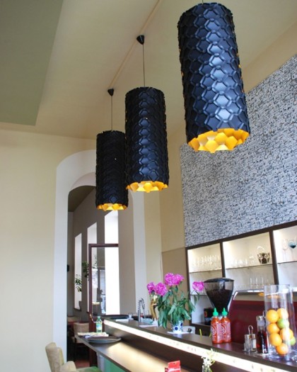 Adamlamp Custom Geometry Lights Yiddishe Mamma Mia Restaurant  