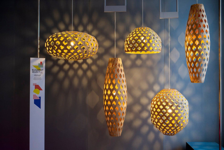 Adamlamp Bamboo Light Hexagonal Pendant Light HFDA Budapest Select Exhibition Milano Natural Bamboo Ceiling Lights 