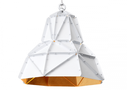 Octagon Fat Gold Faceted Light Pendant Light white outside