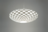 C 2 Pendant light, white opal interior pendant, lights on,  