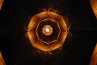 Octagon Gold Wide Faceted Suspended Light, gold inside, gilding gold metal leaf, 
