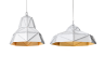 Octagon Gold Faceted suspended Lights, stainless steel, gilding, white powder-coated outside