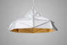Octagon Wide Gold Faceted Suspended Light, Gold White 