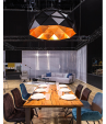 Adamlamp Sun Chandelier Copper 100, Large Dome Copper Lighting Over Kitchen Table, Matte black finish, copper leaf, 